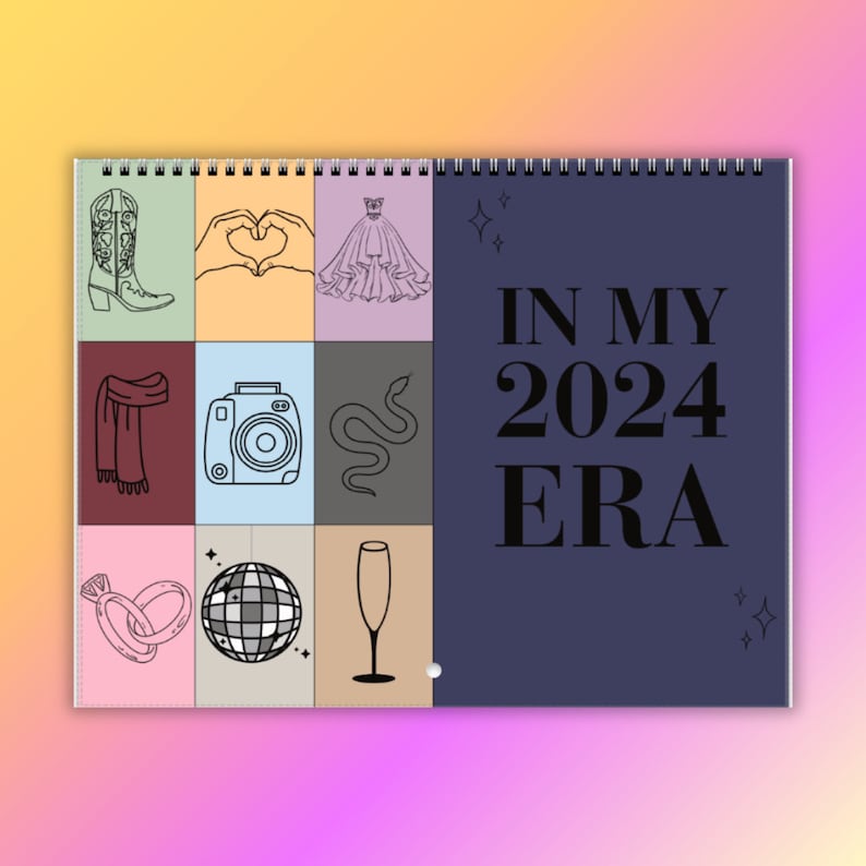 In My 2024 Era Wall Calendar, Cute 2024 Calendar, Wall Decor, 12month