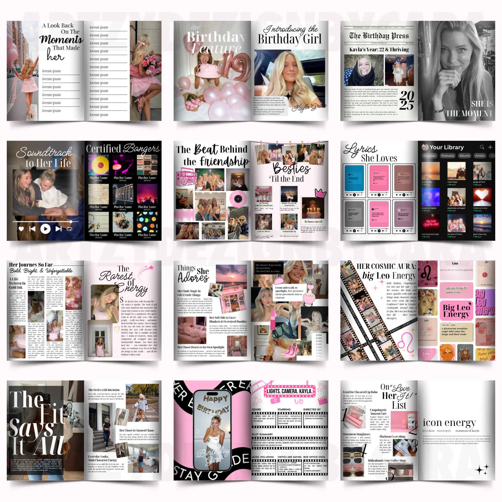 Custom Birthday Magazine Template DIY Photo Gift - Canva Editable ...