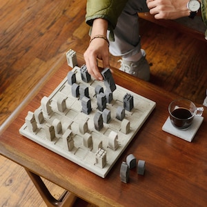 Concrete Brutalist Chess Set