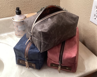 Kulturtasche aus gewachstem Canvas (groß)
