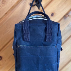 Navy Waxed Canvas Mini Backpack