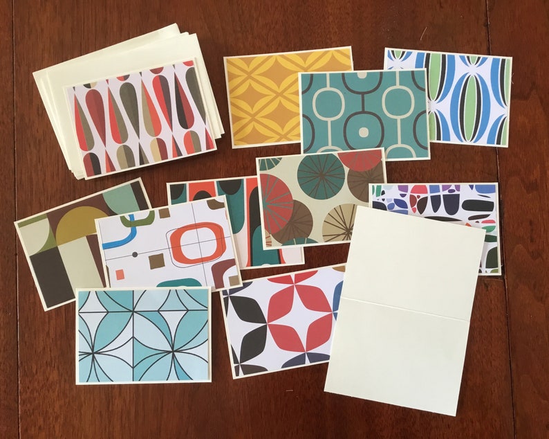 Set of 12 Mid Century Modern Note Cards - Etsy