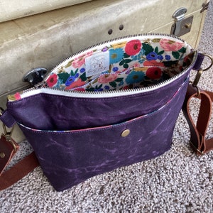 Purple Waxed Canvas Hillside Crossbody Tote