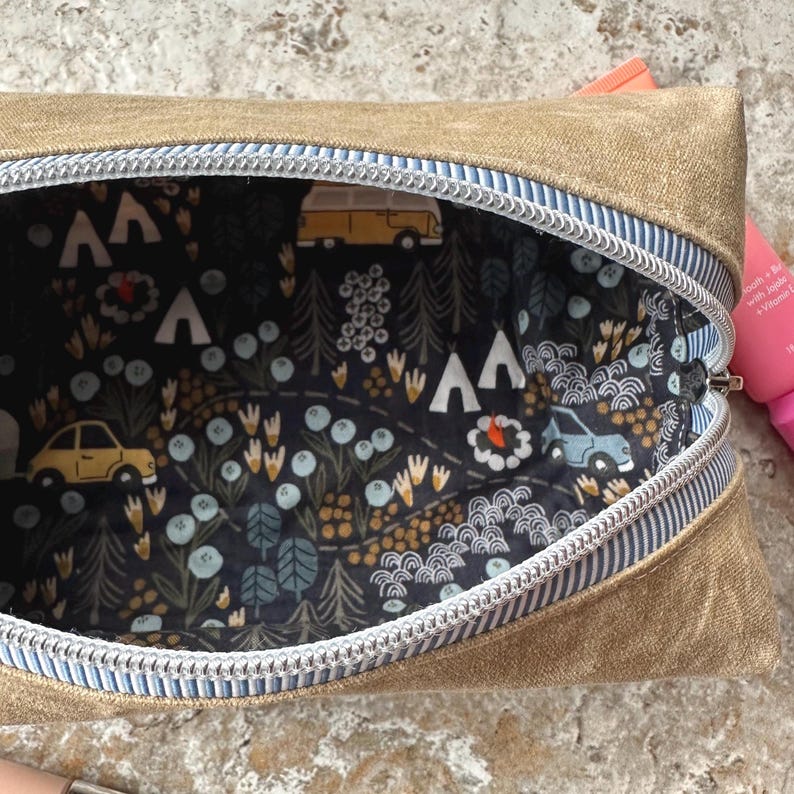 Kulturbeutel aus gewachstem Canvas (Klein) Tan/Camping