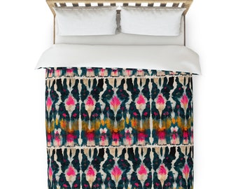IKAT Boho Watercolor Indigo Bedding | Duvet Cover | King, Queen,Twin XL - Margaret