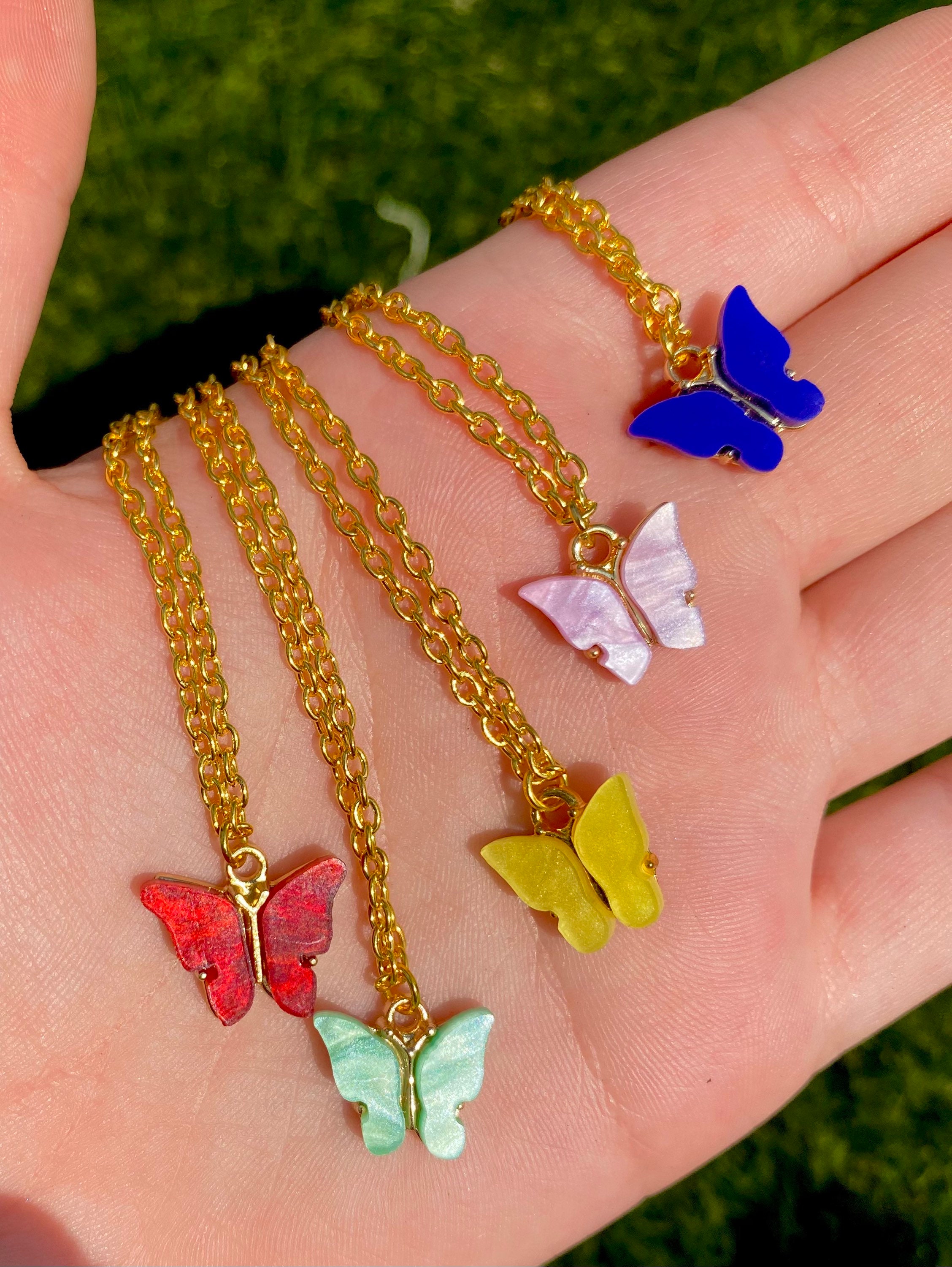 Butterfly necklace, Cute Butterfly Charm Necklace, 18 inch Chain with…