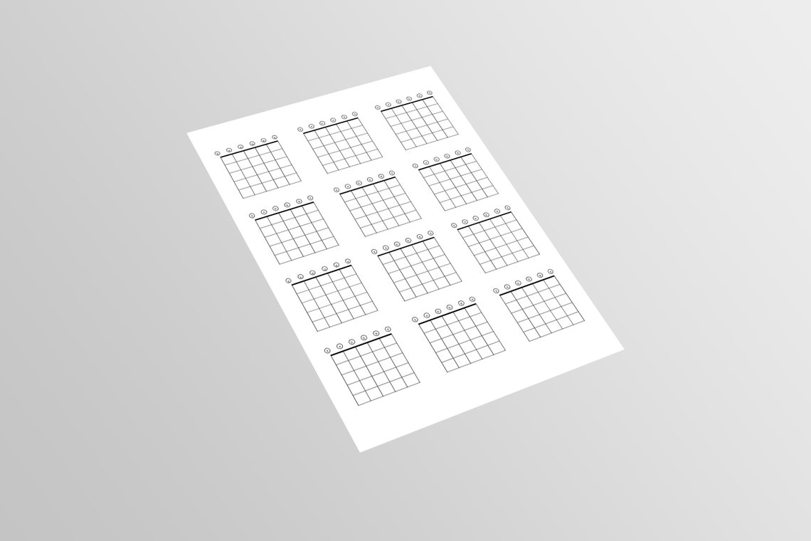 Blank Guitar Chord Chart Diagram Printable PDF A4 + US Letter ...