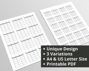 Blank Bass Guitar Chord Chart Diagrams Printable PDF A4 + US Letter | Songwriting Education Tool | Instant Digital Download