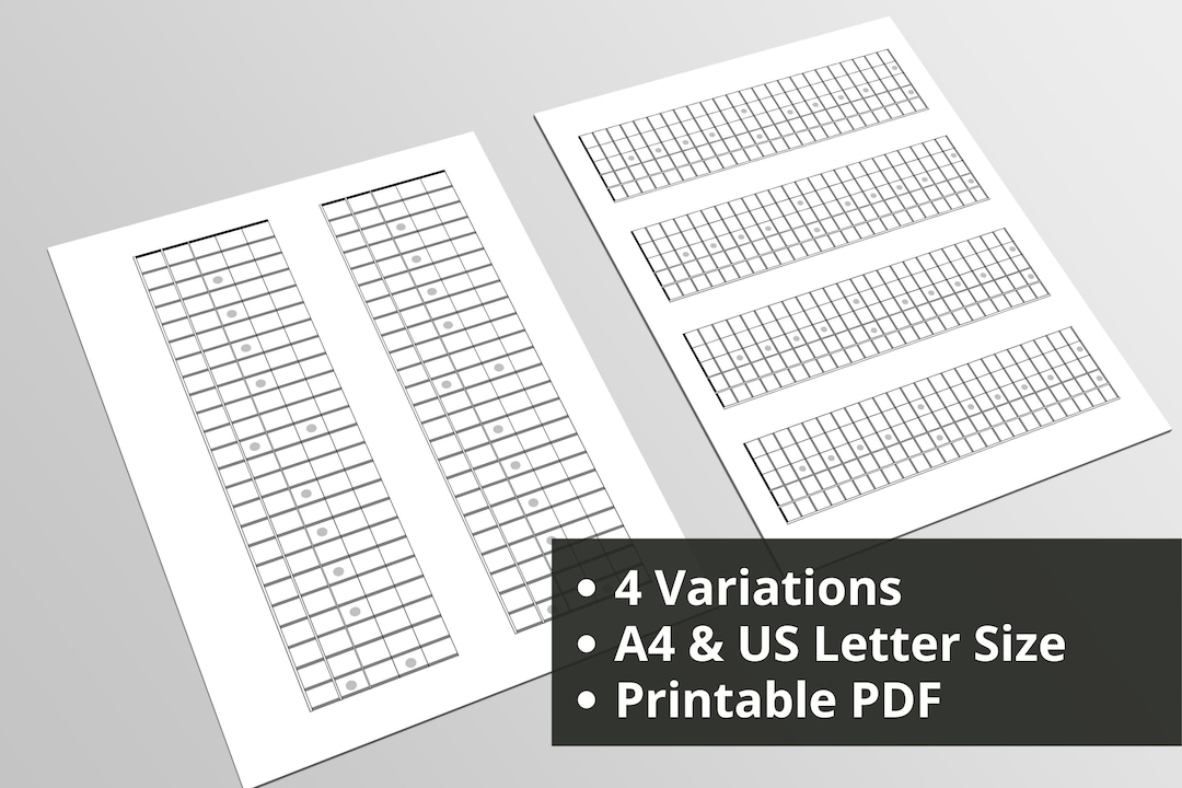 Guitar Fretboard Diagram 24 Fret Blank Chart (digital Download) Etsy