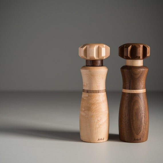 Modern Design Wooden Salt and Pepper Grinders Made in Canada 