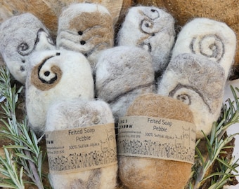 Handmade soaps felted in alpaca fibre