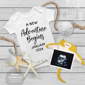 Personalized Digital Pregnancy Announcement. Nautical Beach Ocean Ray Theme. Gender Neutral Baby Reveal For Social Media Facebook Instagram