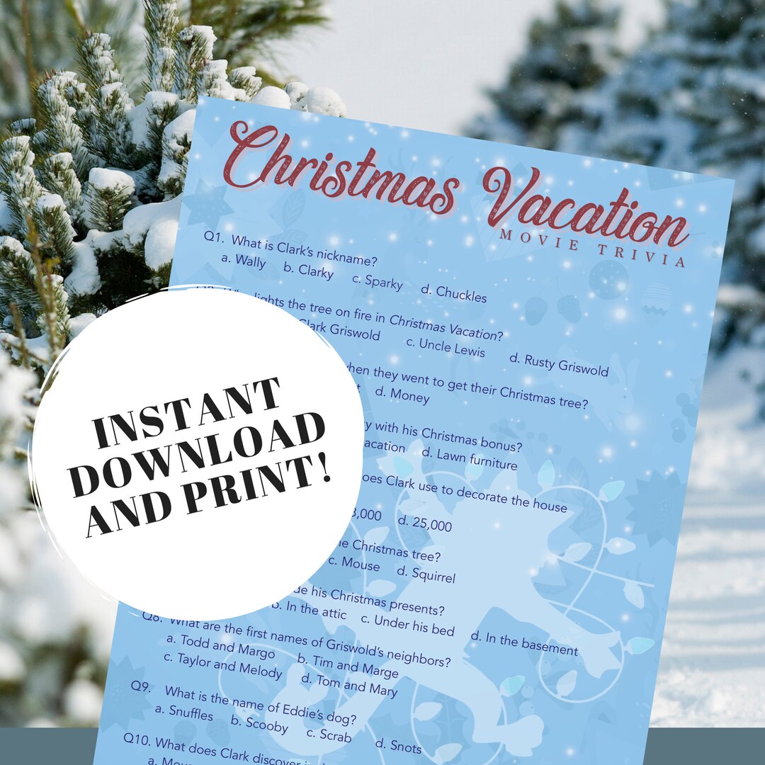 Christmas Vacation Movie Trivia Quiz W/ Answers Printable Trivia Game