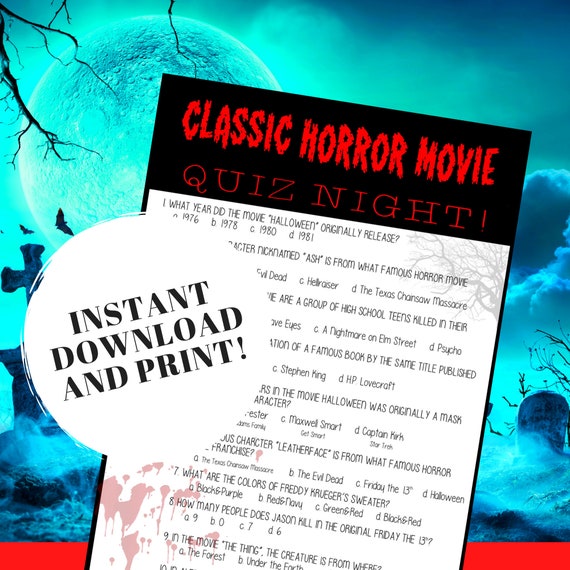 Classic Horror Movie Trivia Quiz W Answers Printable Trivia Etsy