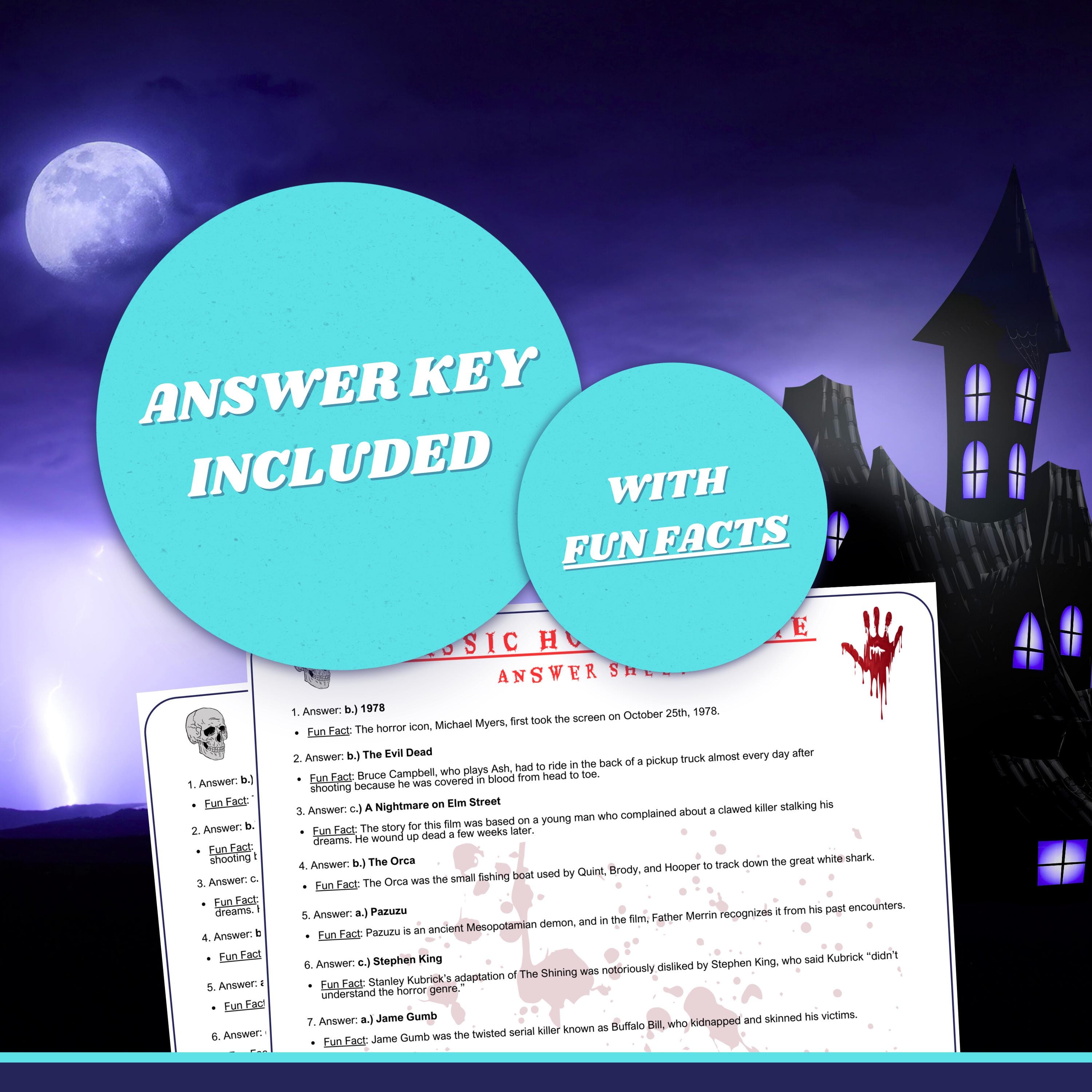 Slasher Trivia Classic Horror Movie Trivia Quiz: Printable Party Game (PDF) - Etsy