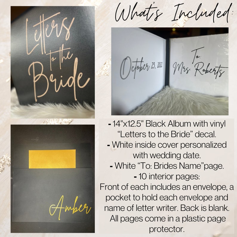 Letters to the bride book black album etsy uk