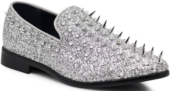 silver slip on dress shoes