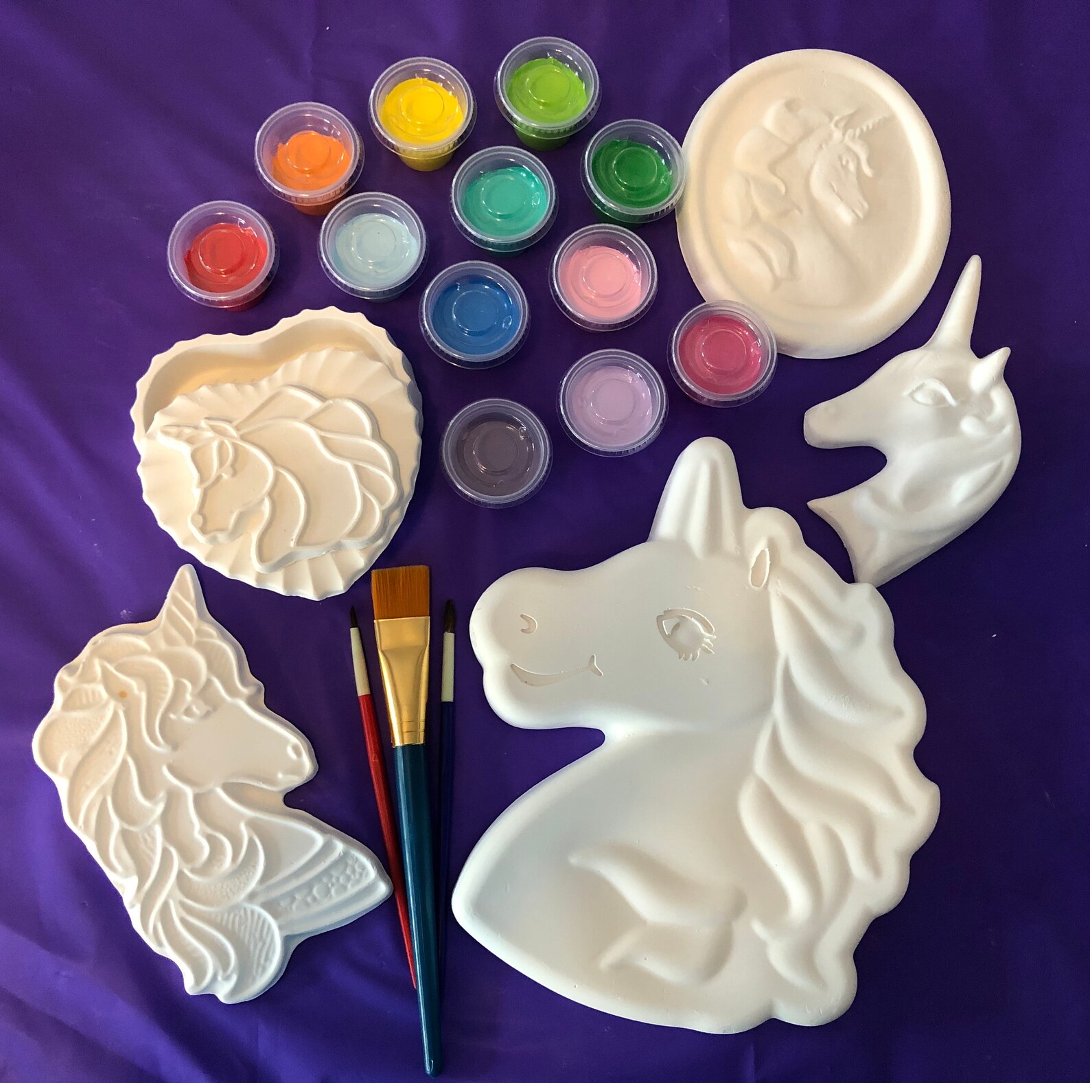 Unicorn 5 piece plaster craft kit unicorn painting diy Etsy