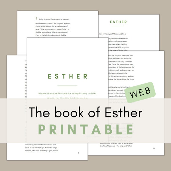 Esther Printable || Bible Reading & Journaling || Scripture Study and Notes Resource || The Book of Esther || Bible Notebook