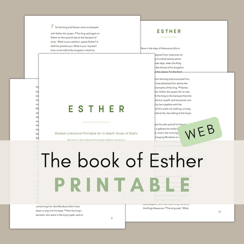 Esther Printable || Bible Reading &amp; Journaling || Scripture Study and ...