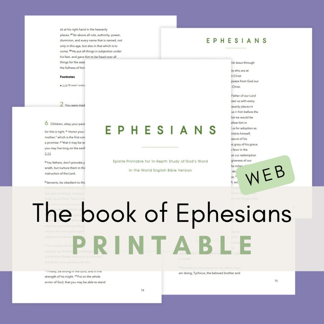 Ephesians Printable || Bible Reading &amp; Journaling || Scripture Study ...