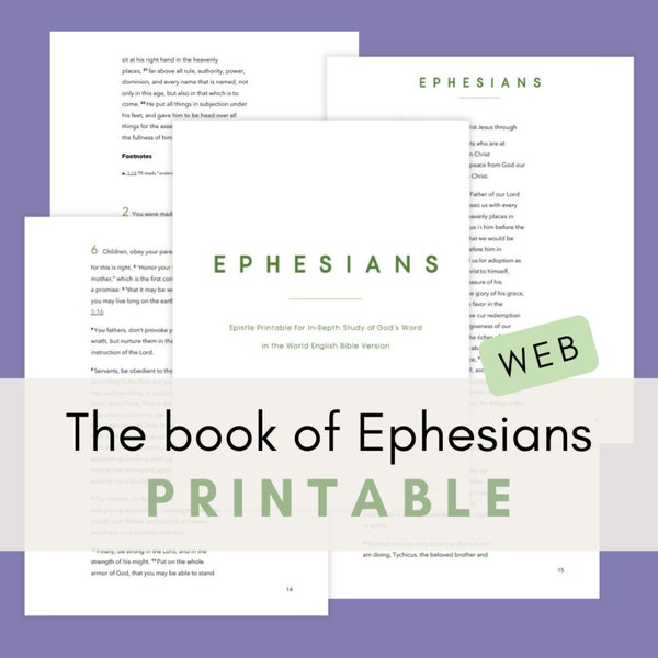 Ephesians Printable || Bible Reading & Journaling || Scripture Study and Notes Resource || The Book of Ephesians || Bible Notebook