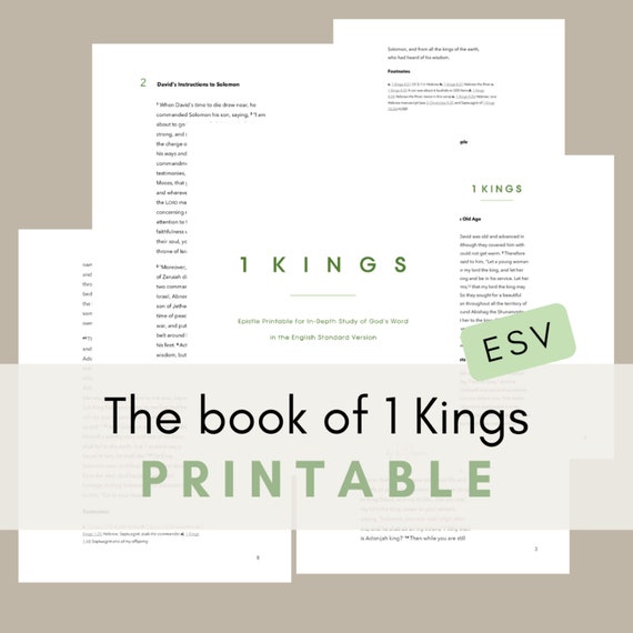 1 Kings ESV Printable Bible Reading &amp; Journaling | Etsy