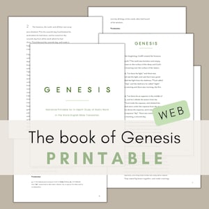 Genesis Printable || Bible Reading & Journaling || Scripture Study and Notes Resource || The Book of Genesis || Bible Notebook