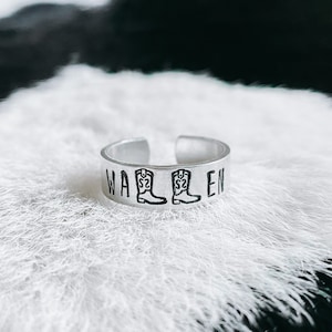 Cowboy Boot Ring - Western Handstamped Metal Ring, Cowgirl, Cowboy, Rodeo, Country Music, Nashville