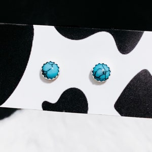 Turquoise Stud Earrings - western fashion, boho, rodeo, country