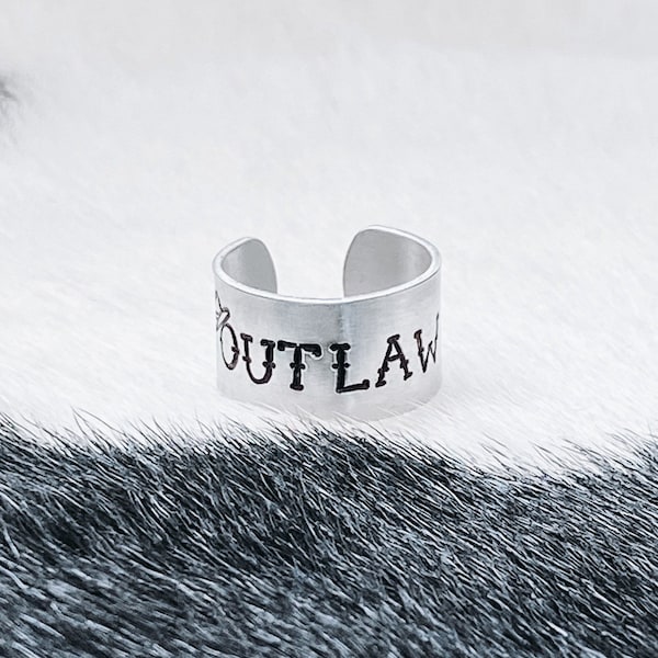 Outlaw Ring - Western Handstamped Metal Ring, Cowgirl, Cowboy, Rodeo, Country Music