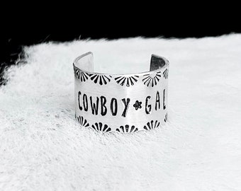 Cowboy Gal Ring - Western Handstamped Metal Ring, Country, Boho, Cowgirl, Rodeo