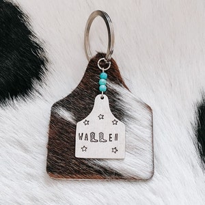 Keychain - Cowhide Keychains, Cow Tag, Western, Rodeo, Cowboy, Cowgirl, Country Music, Nashville, Cows, Keychain Accessories