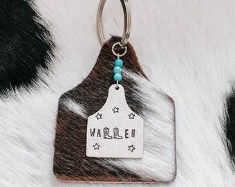 Keychain - Cowhide Keychains, Cow Tag, Western, Rodeo, Cowboy, Cowgirl, Country Music, Nashville, Cows, Keychain Accessories