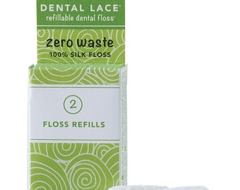 Woven Dental Floss, 100% Silk Floss with Natural Mint Flavor - 2 Floss Refill Spools with Recyclable Packaging, 66 Yards - 4 Months Supply