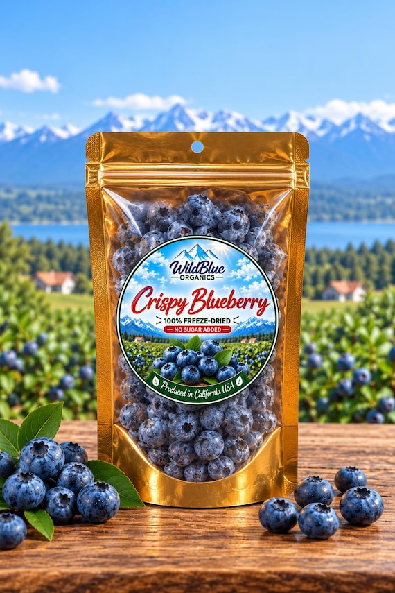 FREEZE-DRIED BLUEBERRY – Crispy Blueberry, 100% Real Fruit, No Added Sugar, Crunchy Healthy Snack, Hiking & Travel