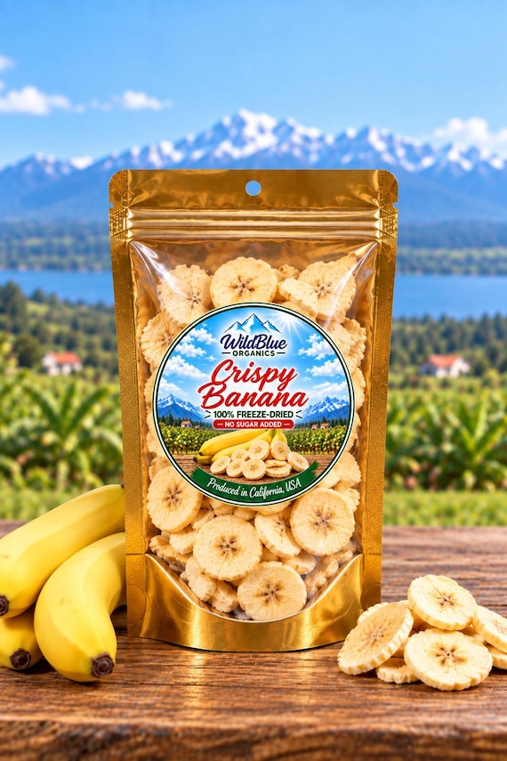 FREEZE-DRIED BANANA Chips – Crispy Banana, 100% Real Fruit, No Added Sugar, Crunchy Healthy Snack, Hiking & Travel.