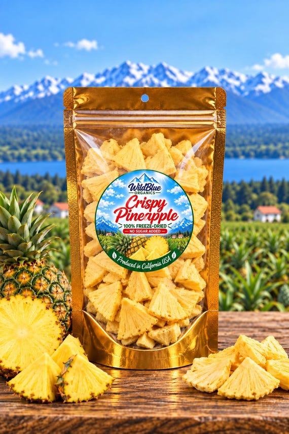 Freeze Dried Pineapple, 100% Pineapple, No Added Sugar, Crispy Fruit Snack, Tropical Fruit Snack 1 oz(28g)