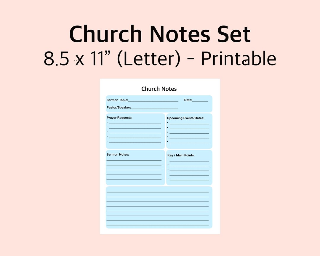 Sermon Notes Printable, Bible Study Template PDF, Digital Church Notes ...