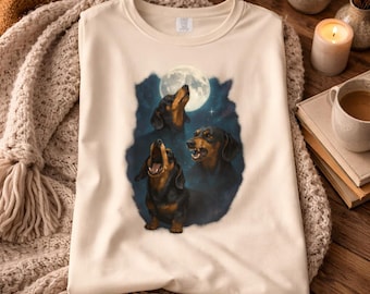 Dachshund Moon Shirt: Funny Wiener Dog Howling in Space