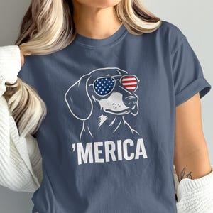 Dachshund Merica Shirt Funny Patriotic Dog Tee Fourth of July Graphic T-Shirt USA Wiener Dog Lover Gift Soft Unisex Summer Party Apparel
