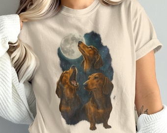 Funny Dachshund Three Moon Shirt, Wiener Dog Graphic Tee