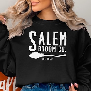 Salem Broom Co Sweatshirt, Halloween Sweatshirt, Witchy Crewneck, Spooky Season Sweater, Retro Fall Pullover, Vintage Halloween Shirt