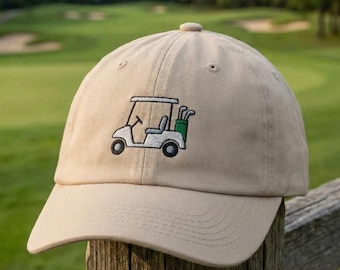 Kids Golf Cart Hat Embroidered Baseball Cap, Adjustable Toddler Golf Hat, Boys Golf Gift, Preppy Youth Hat, Junior Golfer Accessory