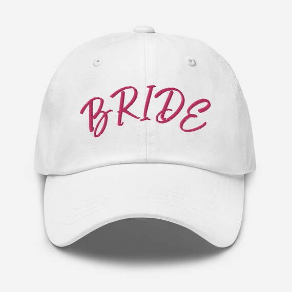 Bride Baseball Cap, Pink Embroidered Cotton Twill 