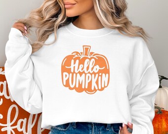 Hello Pumpkin Sweatshirt, Halloween Fall Sweater
