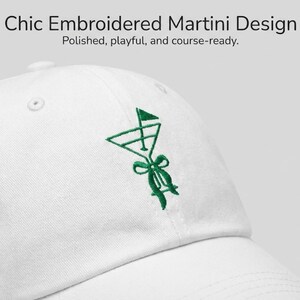 Par Then Bar Embroidered Womens Golf Hat, Martini Glass Cap, Adjustable Low Profile Cotton Hat image 2