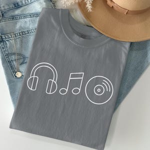 Music Lover Aesthetic Shirt Headphones Note Vinyl Record Tee Gift for Musicians DJs Audio Fans Retro Music Core Comfort Concert Top