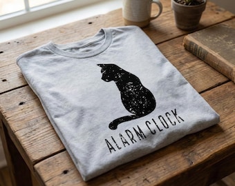 Cat Alarm Clock T-Shirt - Funny Kitty Unisex Tee