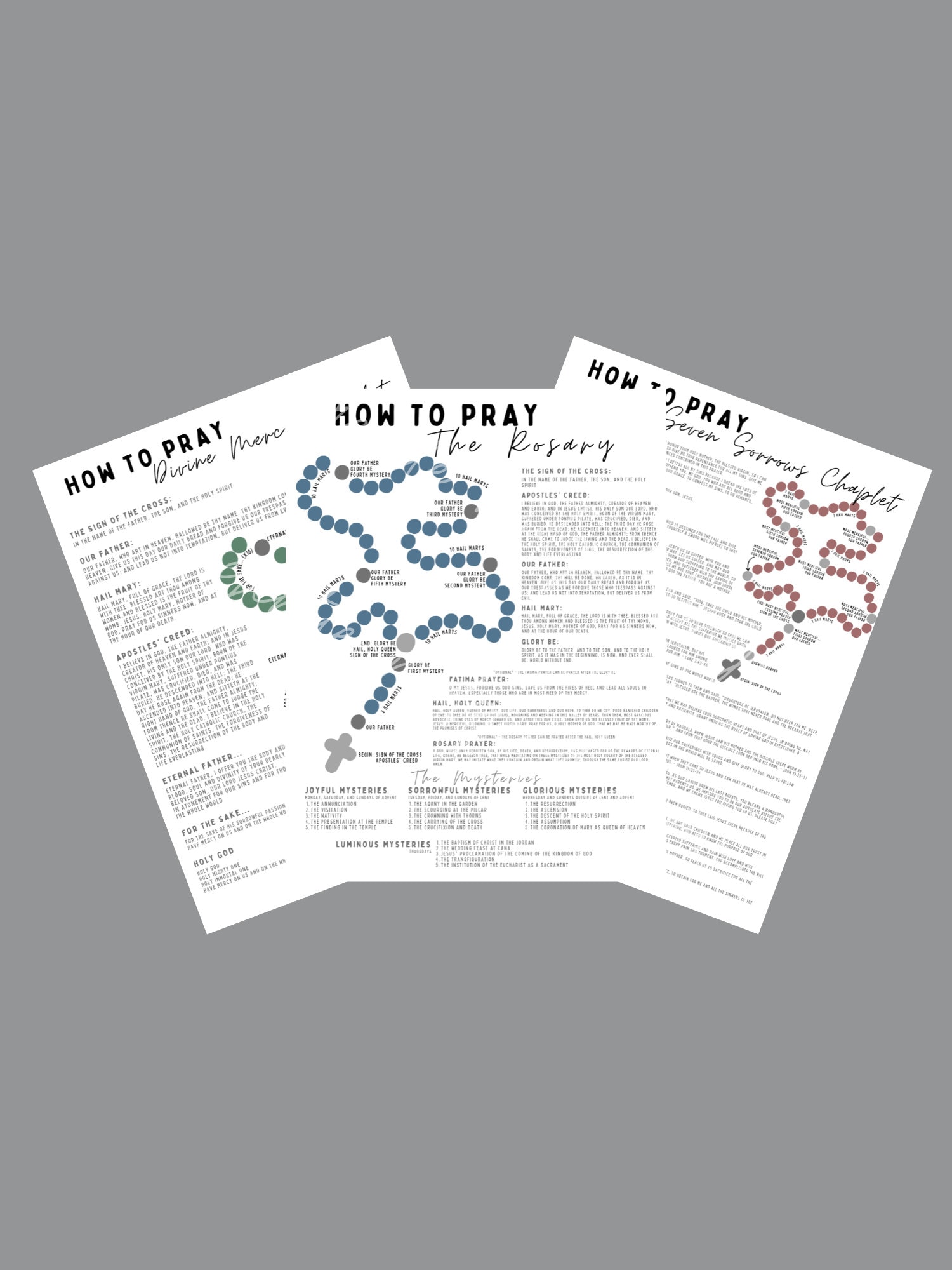How to Pray Printables Catholic Prayer Printables the Rosary Divine ...